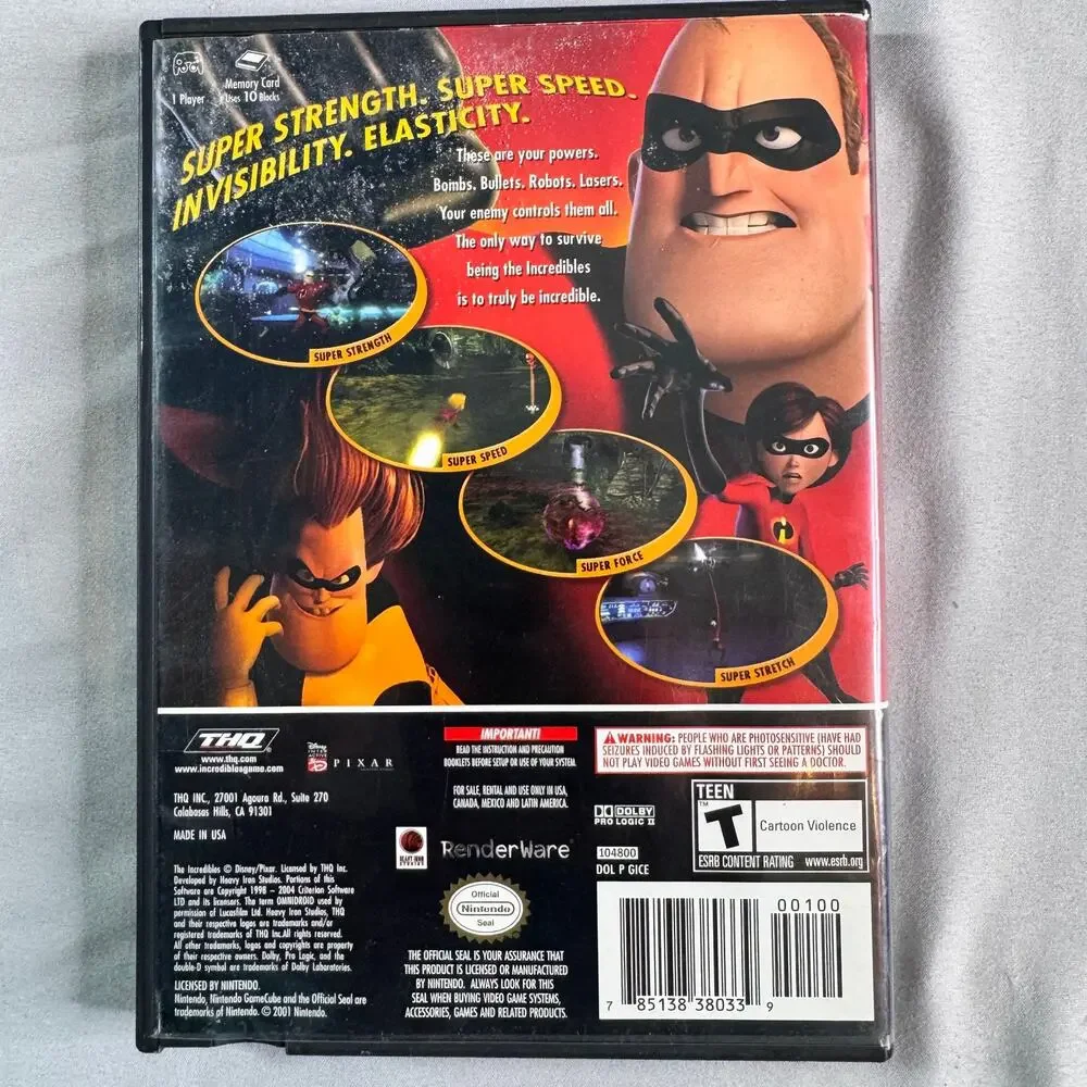 Disney Pixar The Incredibles Nintendo GameCube CIB Complete Untested THQ
